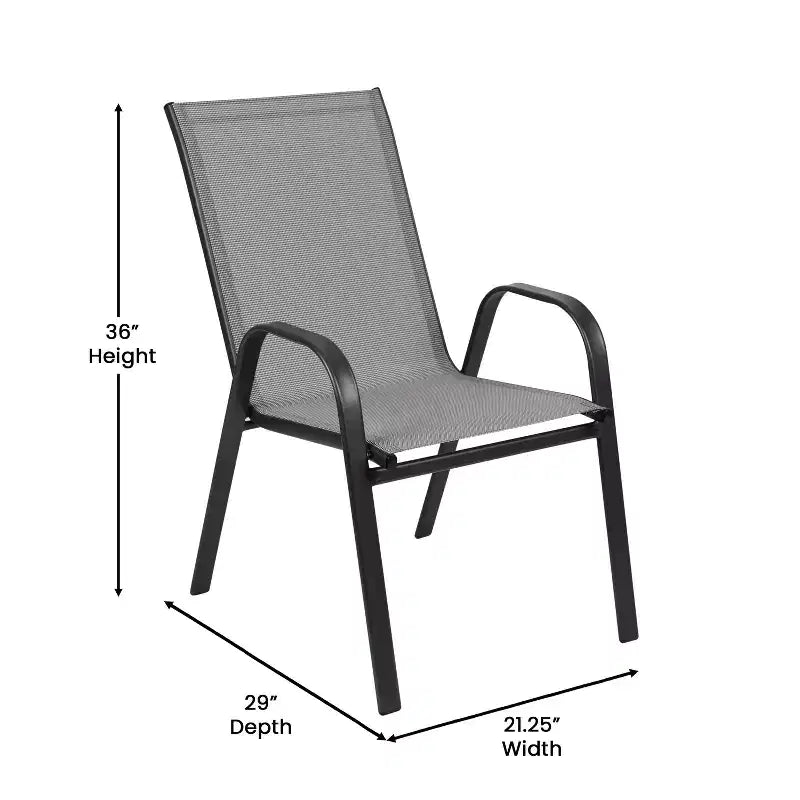 Ensemble de salle à manger de patio commercial Flash Furniture Brazos 7 pièces avec table de patio en verre trempé et 6 chaises avec sièges et dossiers en matériau Flex Comfort
