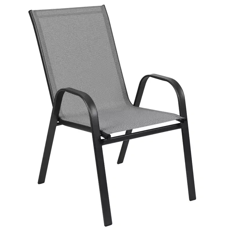 Ensemble de salle à manger de patio commercial Flash Furniture Brazos 7 pièces avec table de patio en verre trempé et 6 chaises avec sièges et dossiers en matériau Flex Comfort