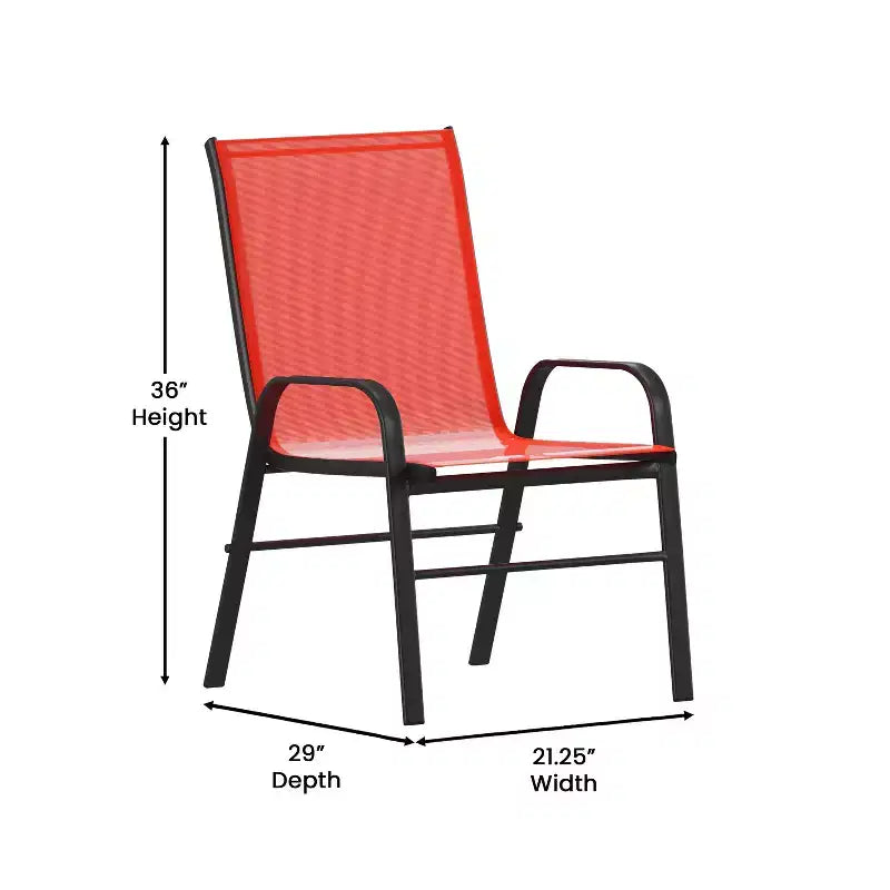 Ensemble de salle à manger de patio commercial Flash Furniture Brazos 7 pièces avec table de patio en verre trempé et 6 chaises avec sièges et dossiers en matériau Flex Comfort