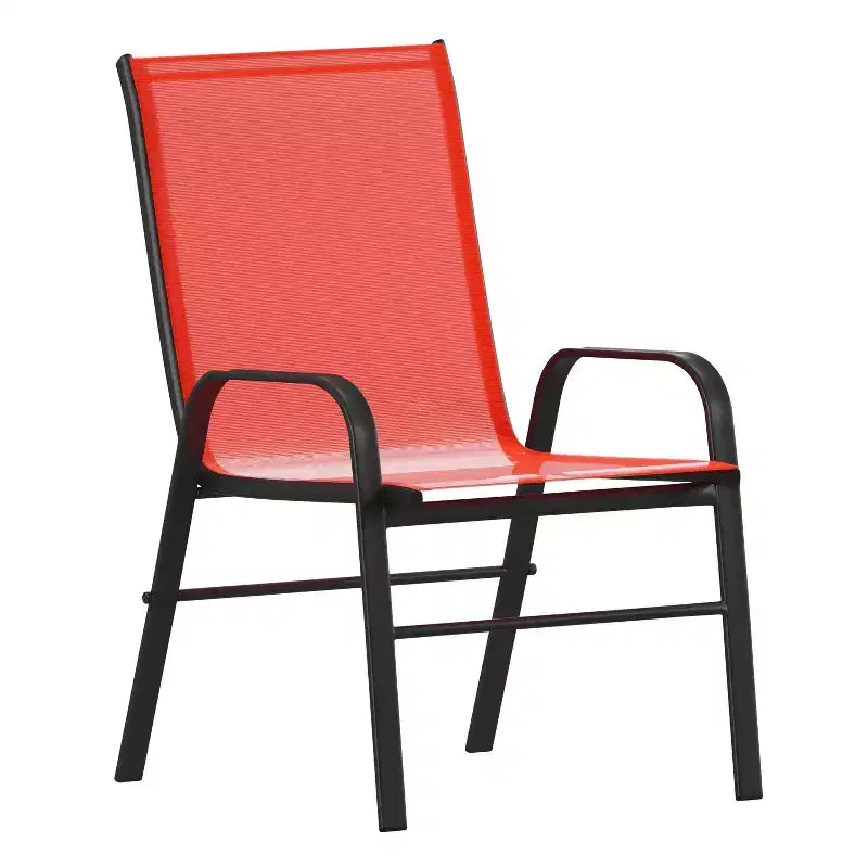 Ensemble de salle à manger de patio commercial Flash Furniture Brazos 7 pièces avec table de patio en verre trempé et 6 chaises avec sièges et dossiers en matériau Flex Comfort