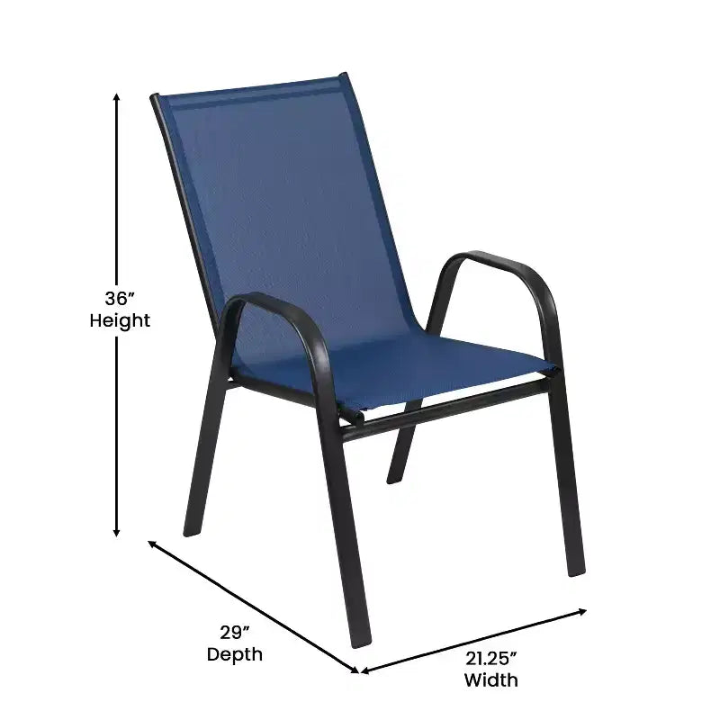Ensemble de salle à manger de patio commercial Flash Furniture Brazos 7 pièces avec table de patio en verre trempé et 6 chaises avec sièges et dossiers en matériau Flex Comfort
