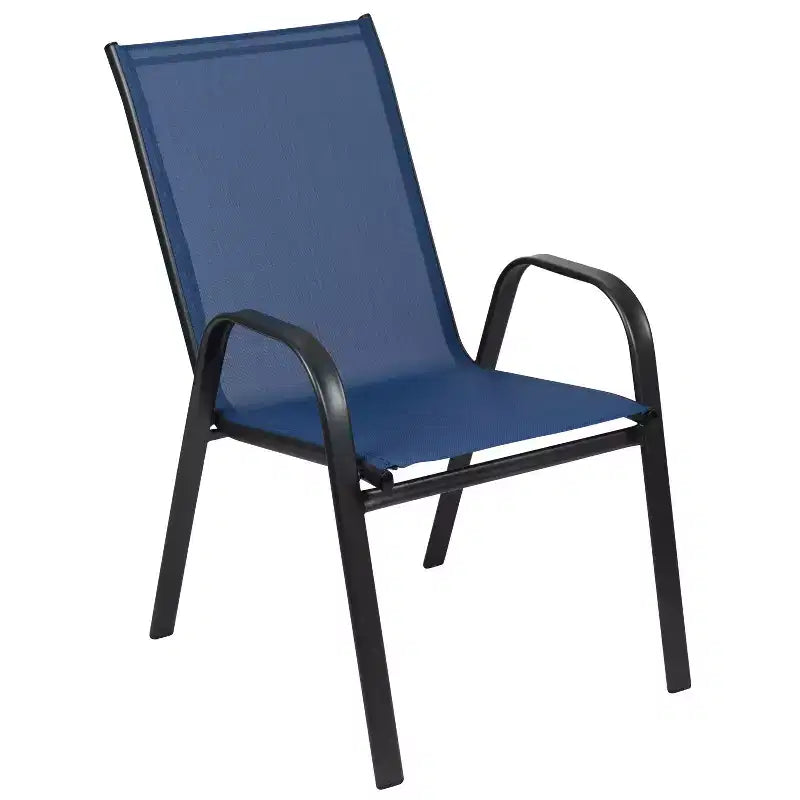 Ensemble de salle à manger de patio commercial Flash Furniture Brazos 7 pièces avec table de patio en verre trempé et 6 chaises avec sièges et dossiers en matériau Flex Comfort