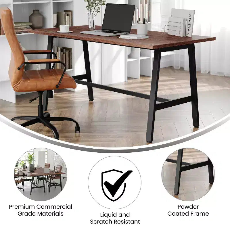 Table de conférence commerciale de 60x30 avec plateau en stratifié double face de 1 po d'épaisseur avec bordure en PVC et piètement en acier robuste en forme de A