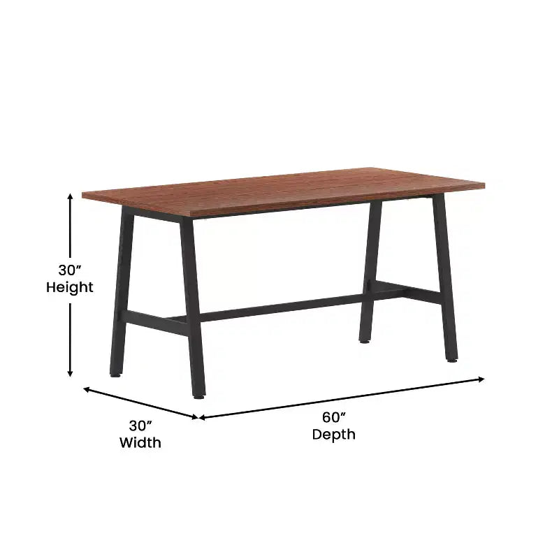 Table de conférence commerciale de 60x30 avec plateau en stratifié double face de 1 po d'épaisseur avec bordure en PVC et piètement en acier robuste en forme de A