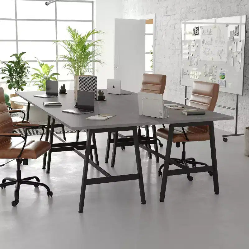 Table de conférence commerciale de 60x30 avec plateau en stratifié double face de 1 po d'épaisseur avec bordure en PVC et piètement en acier robuste en forme de A