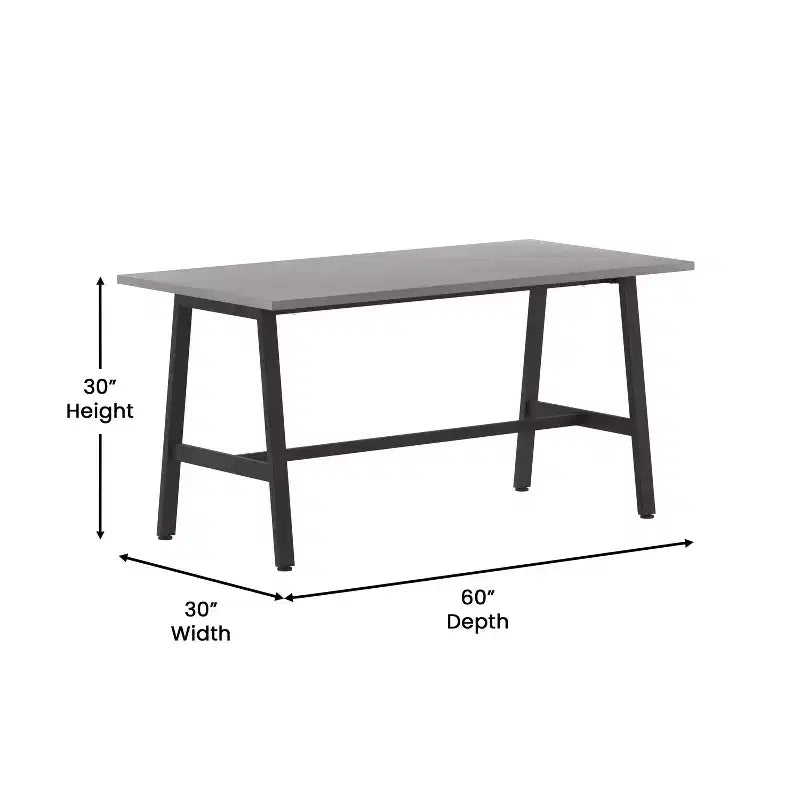Table de conférence commerciale de 60x30 avec plateau en stratifié double face de 1 po d'épaisseur avec bordure en PVC et piètement en acier robuste en forme de A
