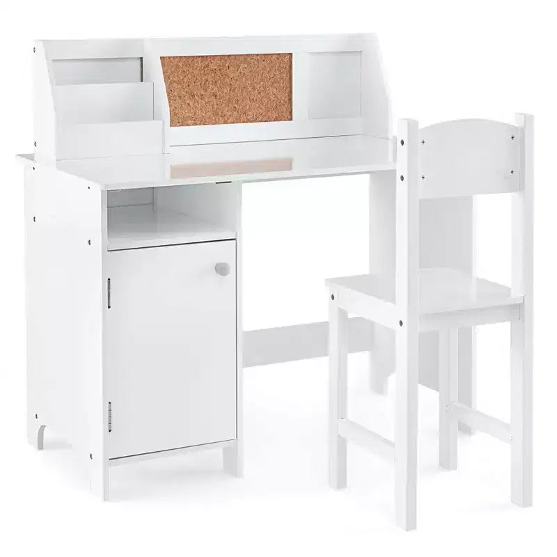 Bureau d'étude pour enfants, tableau blanc, marqueur, rehausse, meuble de rangement violet/blanc