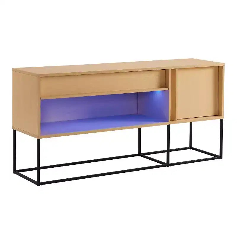 Meuble TV moderne à 1 tiroir pour téléviseurs jusqu'à 65 pouces avec lumières LED
