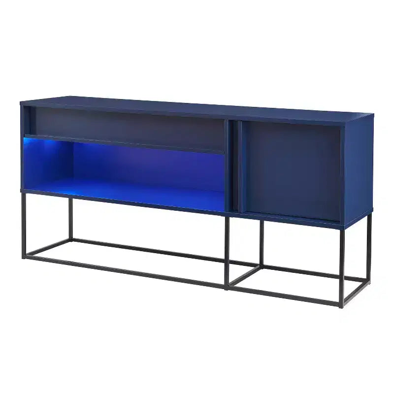 Meuble TV moderne à 1 tiroir pour téléviseurs jusqu'à 65 pouces avec lumières LED