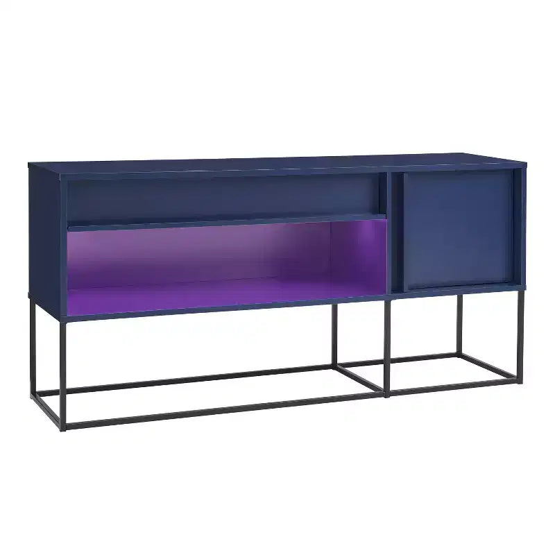 Meuble TV moderne à 1 tiroir pour téléviseurs jusqu'à 65 pouces avec lumières LED