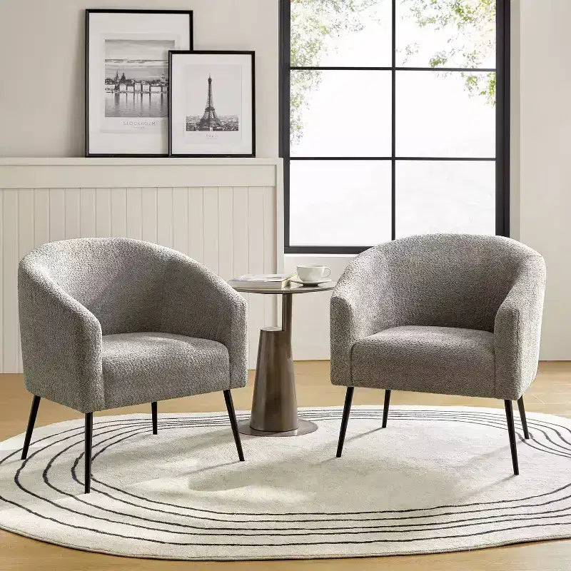 Modern Boucle Armchair with metal leg