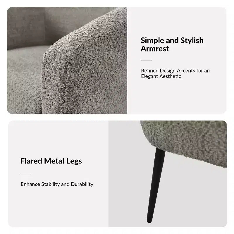 Modern Boucle Armchair with metal leg