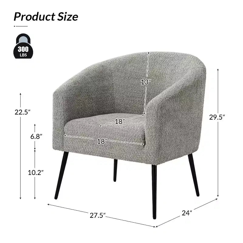 Modern Boucle Armchair with metal leg