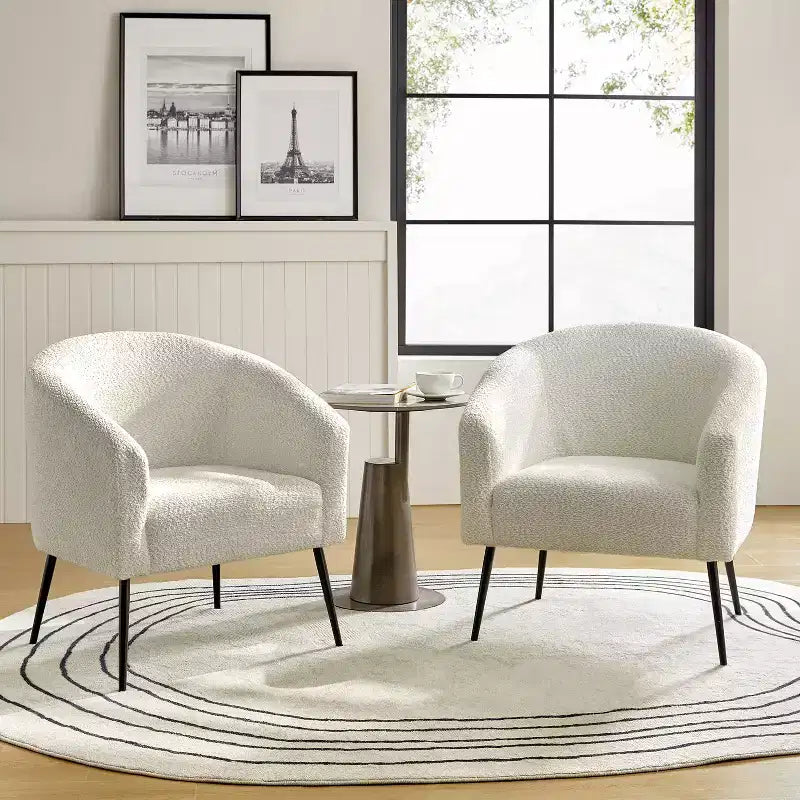 Modern Boucle Armchair with metal leg