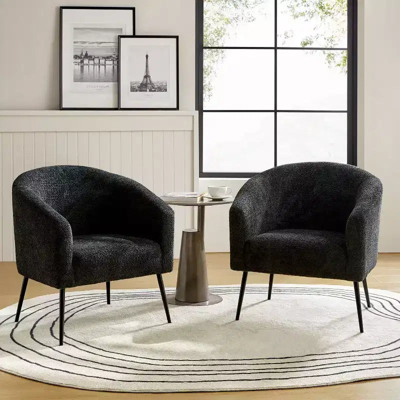 Modern Boucle Armchair with metal leg