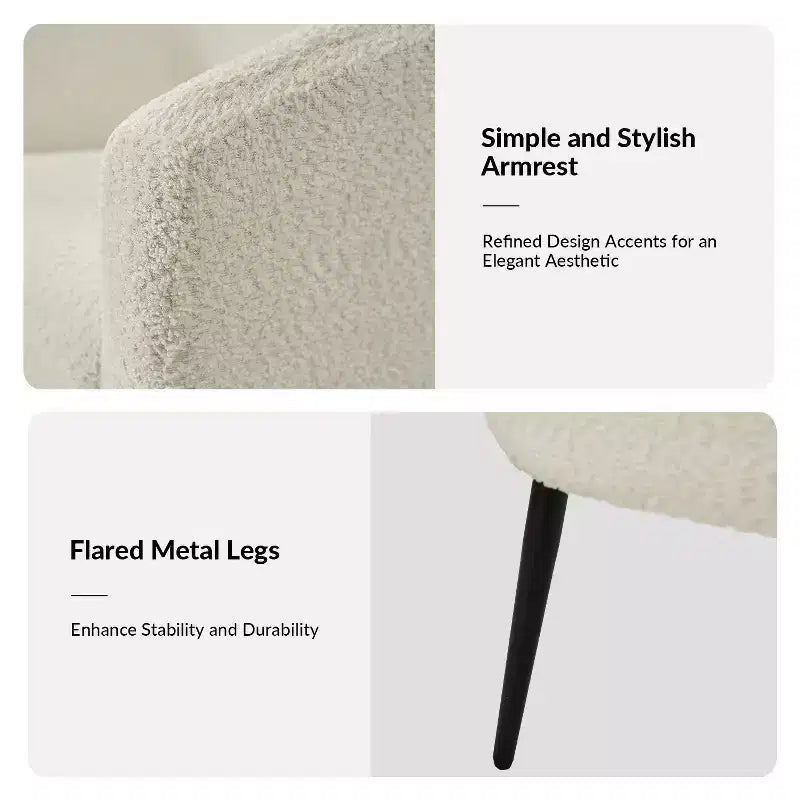 Modern Boucle Armchair with metal leg
