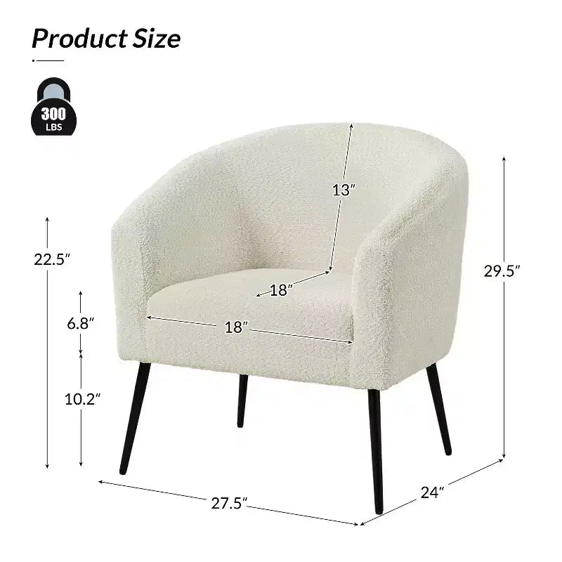 Modern Boucle Armchair with metal leg