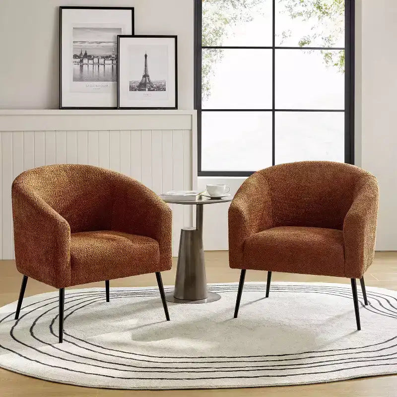 Modern Boucle Armchair with metal leg