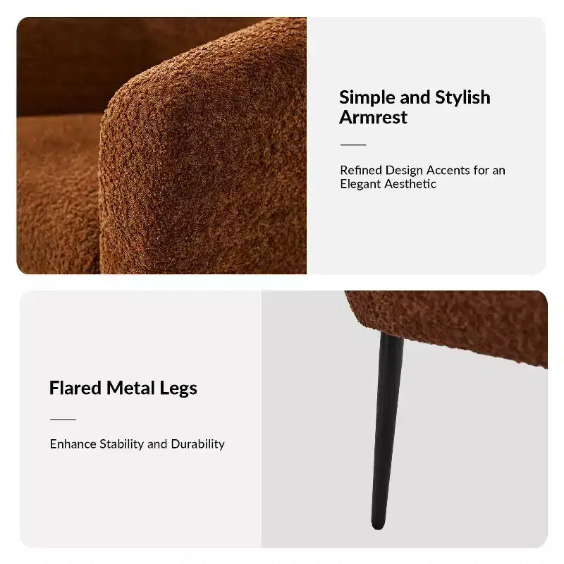 Modern Boucle Armchair with metal leg
