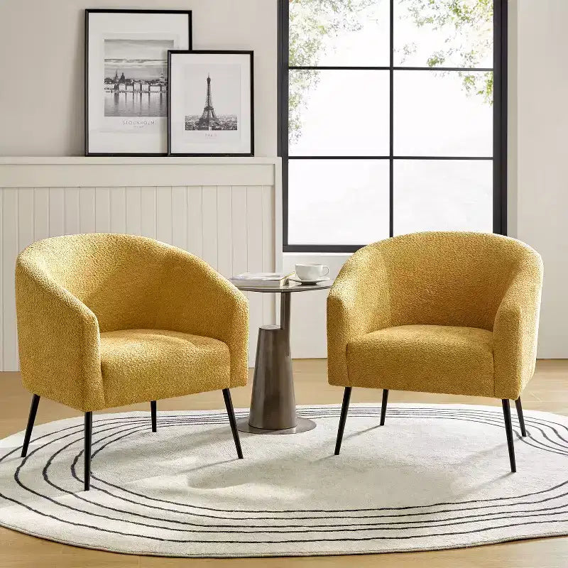 Modern Boucle Armchair with metal leg