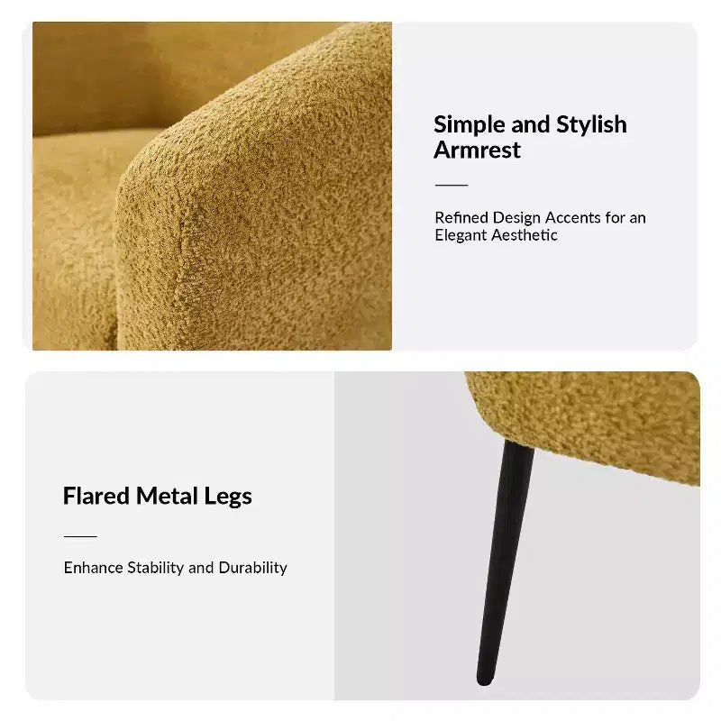 Modern Boucle Armchair with metal leg