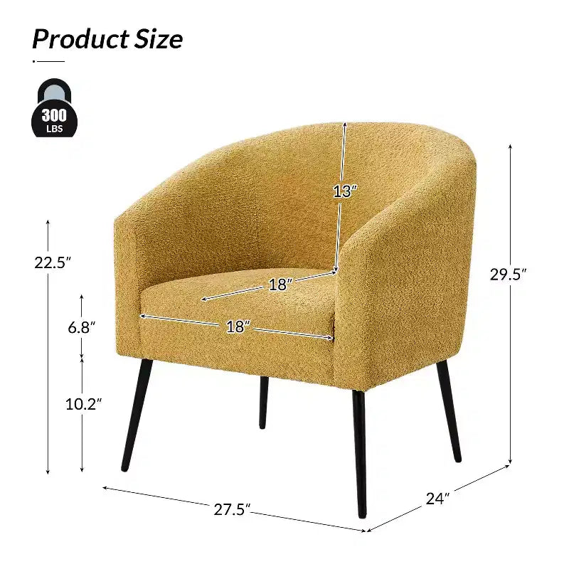 Modern Boucle Armchair with metal leg