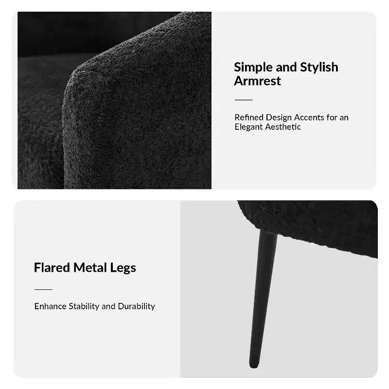 Modern Boucle Armchair with metal leg