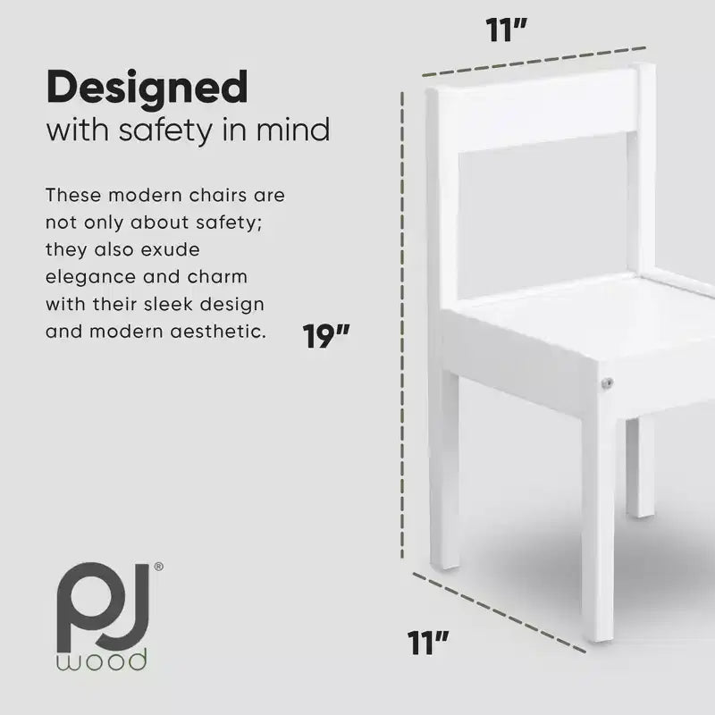 Chaise pour enfants PJ Wood avec dossier à rail supérieur et fixations serrées pour la lecture, les activités artistiques et créatives, les repas et autres activités (Lot de 2)