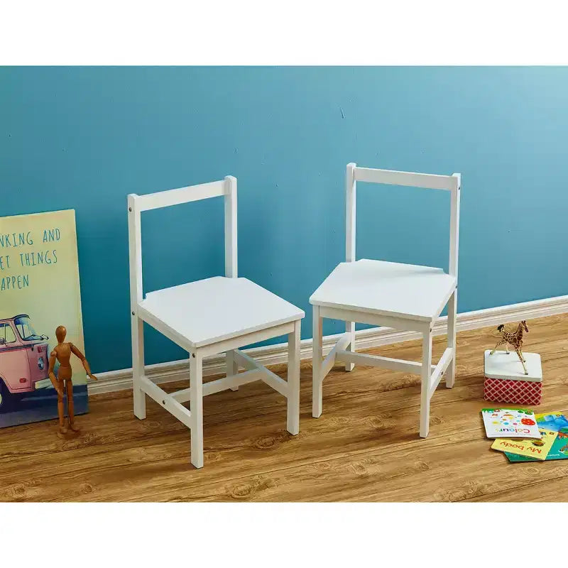 Chaise pour enfants PJ Wood avec dossier à rail supérieur et fixations serrées pour la lecture, les activités artistiques et créatives, les repas et autres activités (Lot de 2)