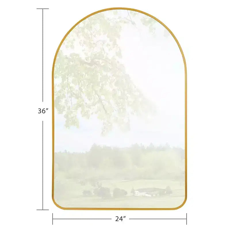 Miroir mural décoratif rectangulaire simple et moderne avec dessus arrondi