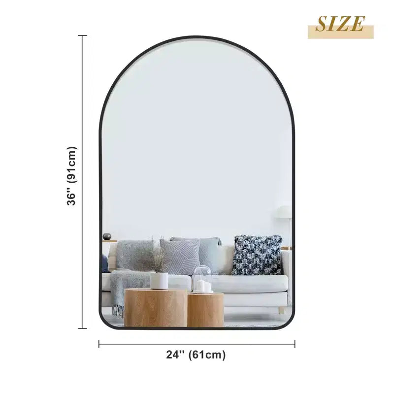Miroir mural décoratif rectangulaire simple et moderne avec dessus arrondi