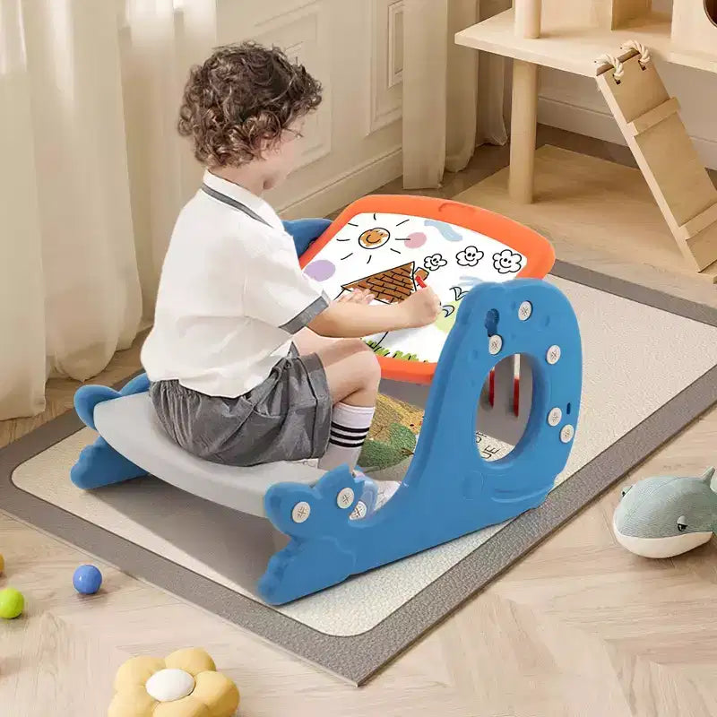 Bureau de dessin et de jeu pour enfants avec tableau blanc effaçable inclinable pour gribouiller et manger