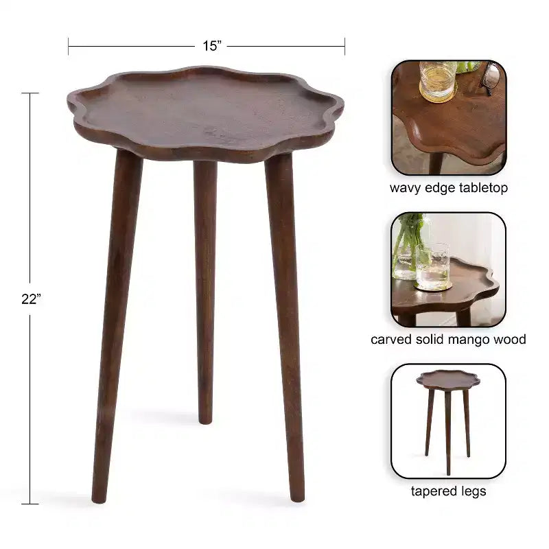 Table d'appoint en bois festonné