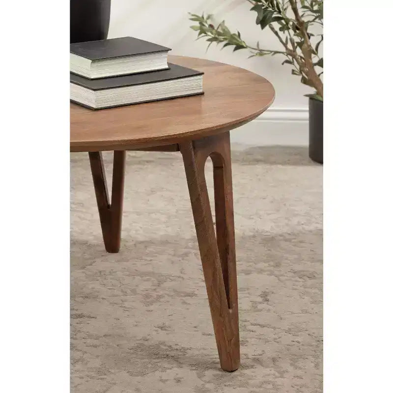 Table basse ronde, 30x30x19, Noyer Marron