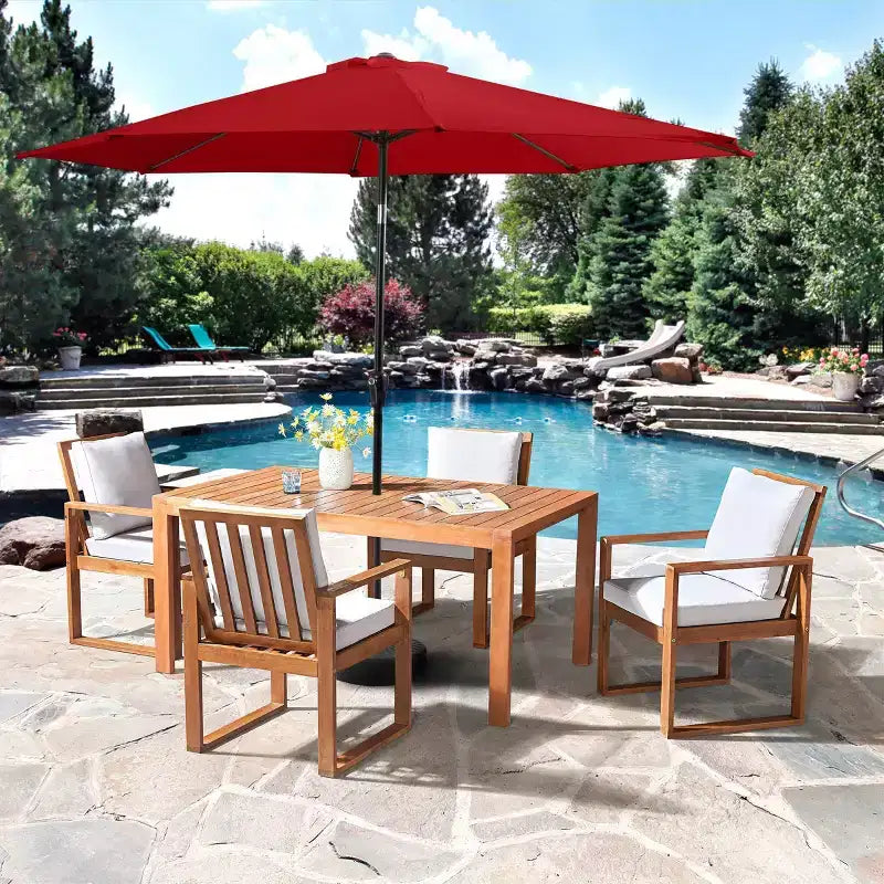Ensemble de salle à manger d'extérieur 6 pièces Alaterre Furniture, table Weston avec parasol inclinable automatique de 3 m