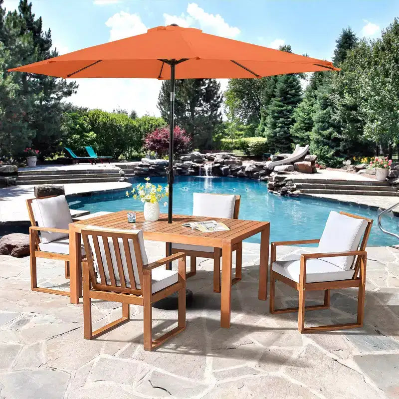 Ensemble de salle à manger d'extérieur 6 pièces Alaterre Furniture, table Weston avec parasol inclinable automatique de 3 m