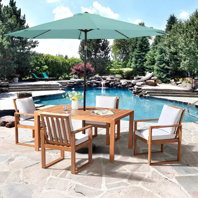 Ensemble de salle à manger d'extérieur 6 pièces Alaterre Furniture, table Weston avec parasol inclinable automatique de 3 m