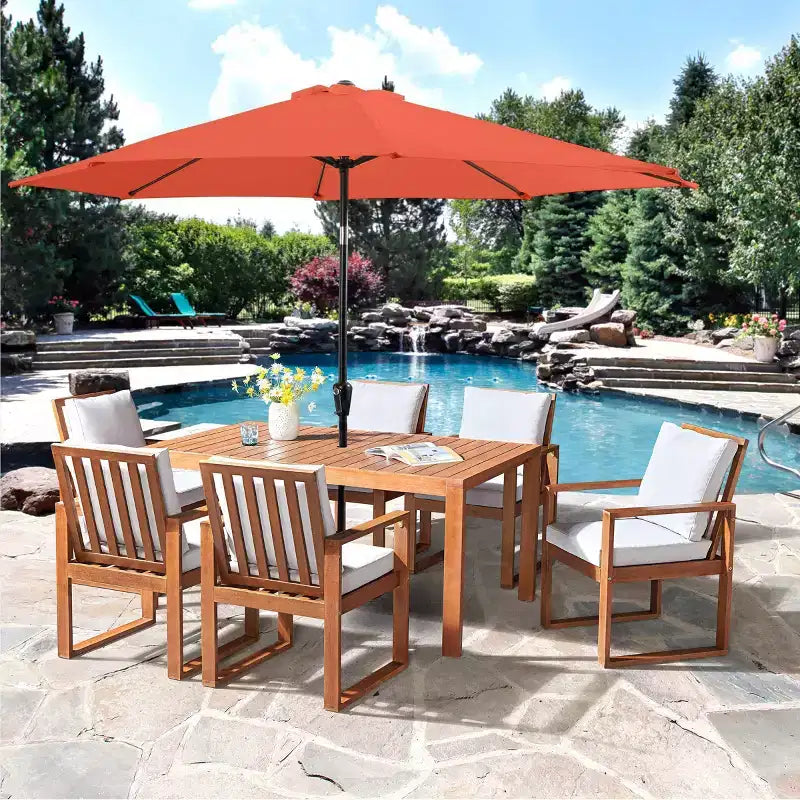 Ensemble de salle à manger d'extérieur 6 pièces Alaterre Furniture, table Weston avec parasol inclinable automatique de 3 m