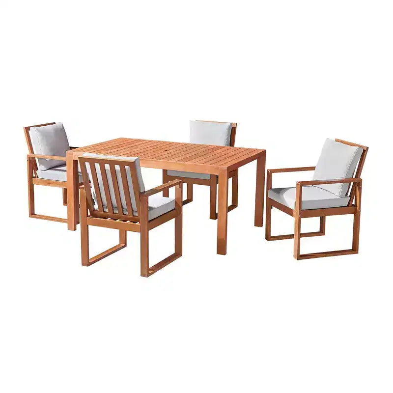 Ensemble de salle à manger d'extérieur 6 pièces Alaterre Furniture, table Weston avec parasol inclinable automatique de 3 m