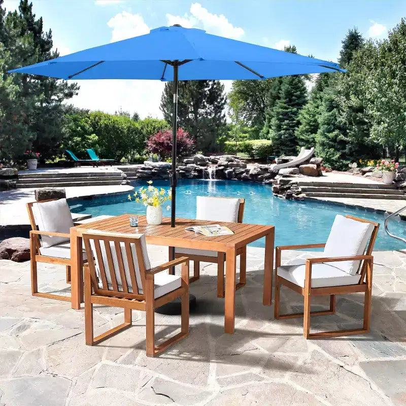 Ensemble de salle à manger d'extérieur 6 pièces Alaterre Furniture, table Weston avec parasol inclinable automatique de 3 m
