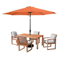 Alaterre Furniture 6pc Outdoor Patio Dining Set, Weston Table with 10' Auto Tilt Umbrella