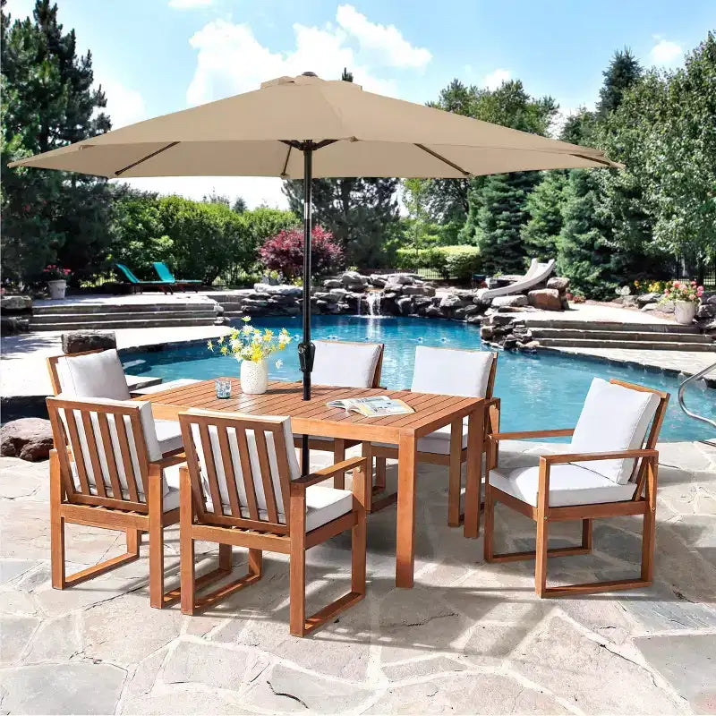 Alaterre Furniture Ensemble de salle à manger d'extérieur 8 pièces, table Weston avec parasol inclinable automatique de 3 m