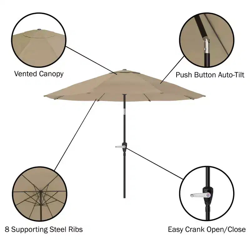 Alaterre Furniture Ensemble de salle à manger d'extérieur 8 pièces, table Weston avec parasol inclinable automatique de 3 m