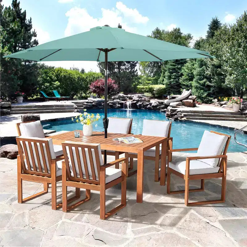 Alaterre Furniture Ensemble de salle à manger d'extérieur 8 pièces, table Weston avec parasol inclinable automatique de 3 m
