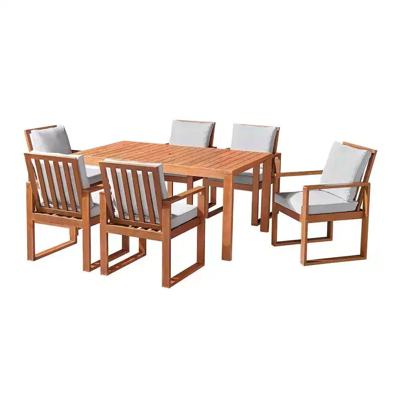 Alaterre Furniture Ensemble de salle à manger d'extérieur 8 pièces, table Weston avec parasol inclinable automatique de 3 m