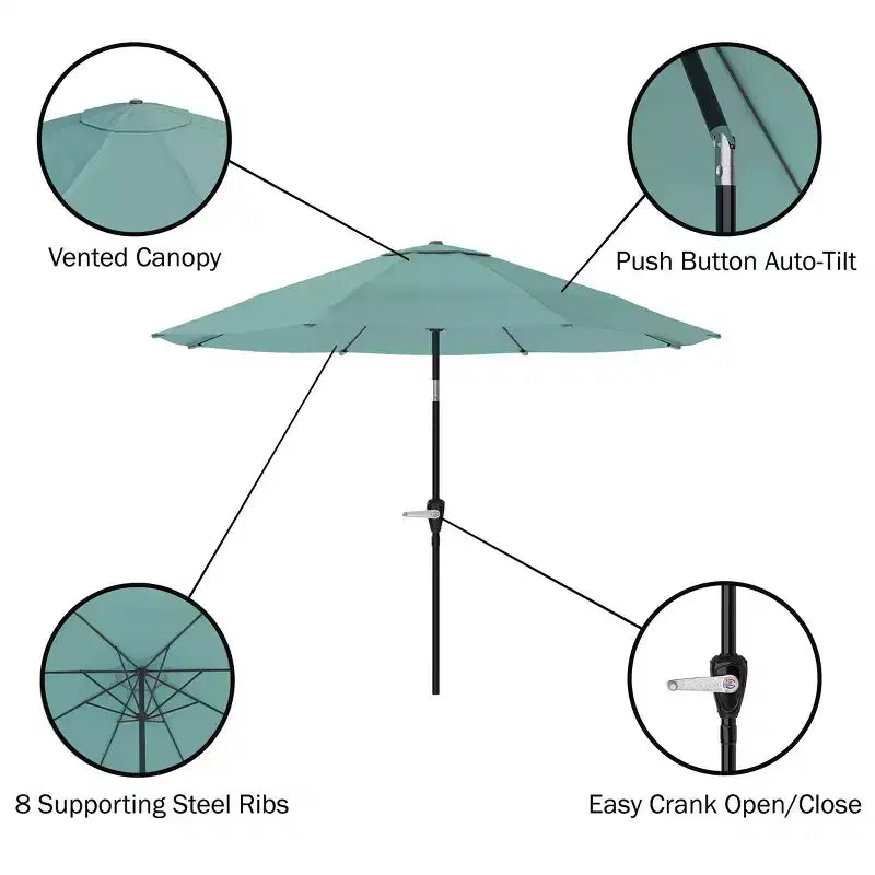 Alaterre Furniture Ensemble de salle à manger d'extérieur 8 pièces, table Weston avec parasol inclinable automatique de 3 m