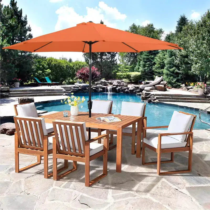 Alaterre Furniture Ensemble de salle à manger d'extérieur 8 pièces, table Weston avec parasol inclinable automatique de 3 m