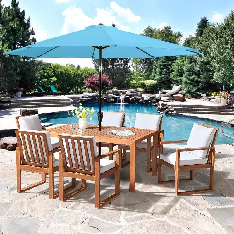 Alaterre Furniture Ensemble de salle à manger d'extérieur 8 pièces, table Weston avec parasol inclinable automatique de 3 m
