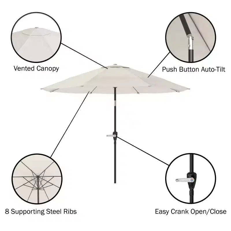 Alaterre Furniture Ensemble de salle à manger d'extérieur 8 pièces, table Weston avec parasol inclinable automatique de 3 m