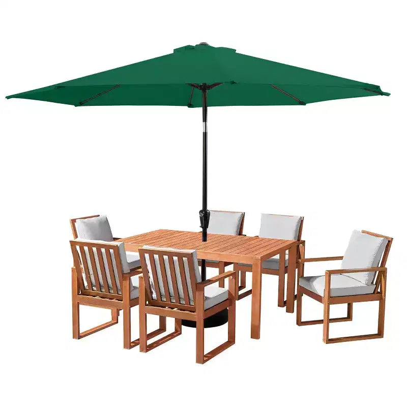 Alaterre Furniture 8pc Outdoor Patio Dining Set, Weston Table with 10' Auto Tilt Umbrella